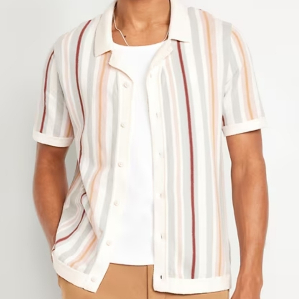 Striped Short Sleeve Shirt - Multicolor
